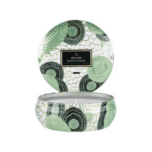 Voluspa Japonica Holiday Collection 3 Wick Tin Candle White Cypress 340g