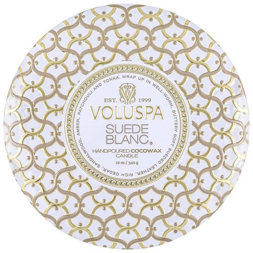 Voluspa Maison Blanc 3 Wick Tin Candle Suede Blanc 340g