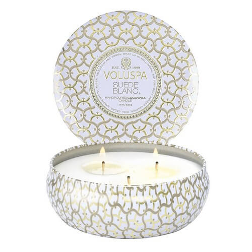 Voluspa Maison Blanc 3 Wick Tin Candle Suede Blanc 340g