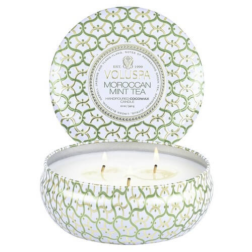 Voluspa Maison Blanc 3 Wick Tin Candle Moroccan Mint Tea 340g