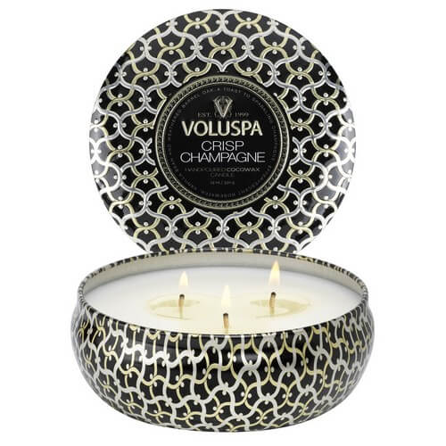 Voluspa Maison Noir 3 Wick Tin Candle Crisp Champagne 340g