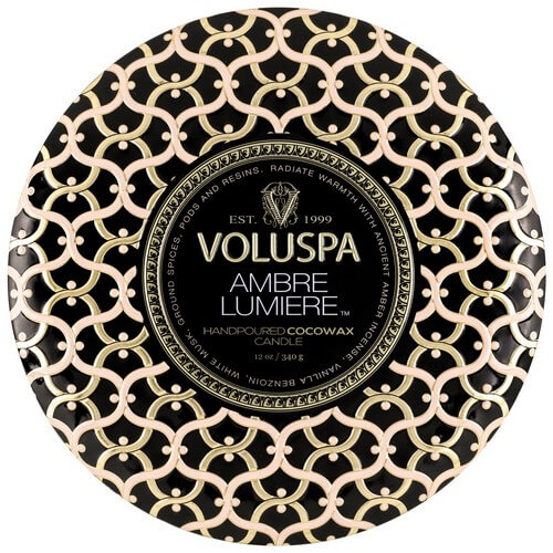 Voluspa Maison Noir 3 Wick Tin Candle Ambre Lumiere 340g