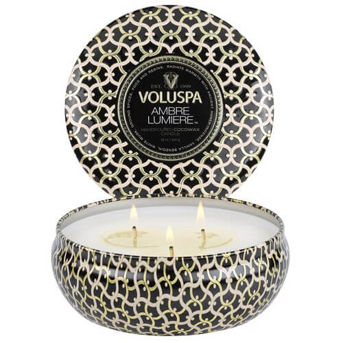 Voluspa Maison Noir 3 Wick Tin Candle Ambre Lumiere 340g