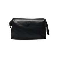Benjamin Barber Leather Toilet Bag Black 25x13x15 cm