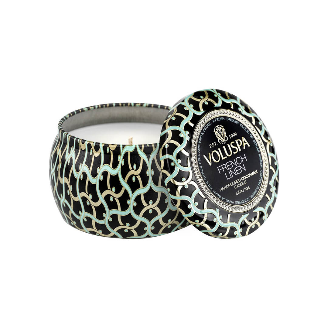 Voluspa Maison Noir Mini Tin Candle French Linen 113g