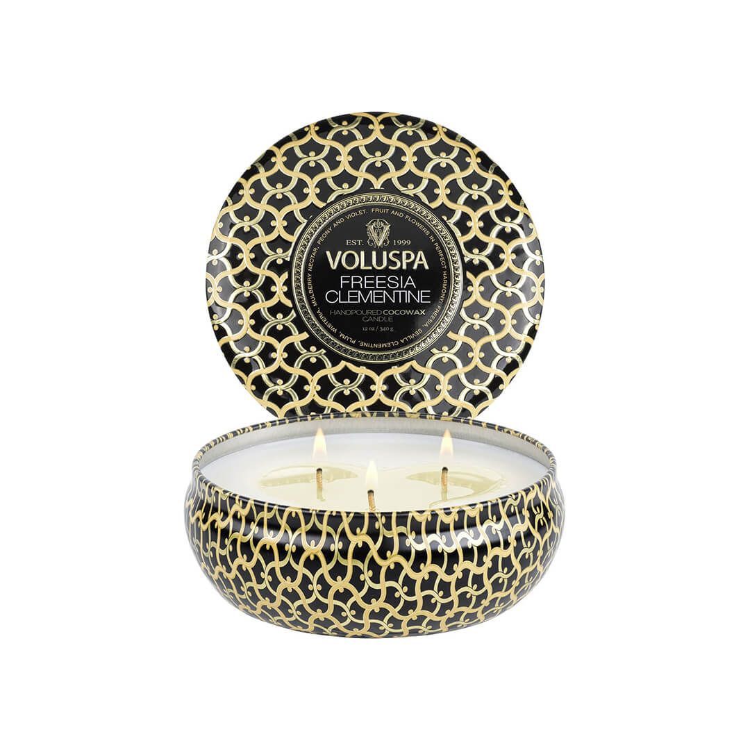 Voluspa Maison Noir 3 Wick Tin Candle Freesia Clementine 340g