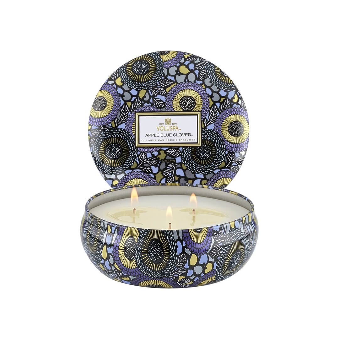 Voluspa Maison Japonica Collection 3 Wick Tin Candle Apple Blue Clover 340g