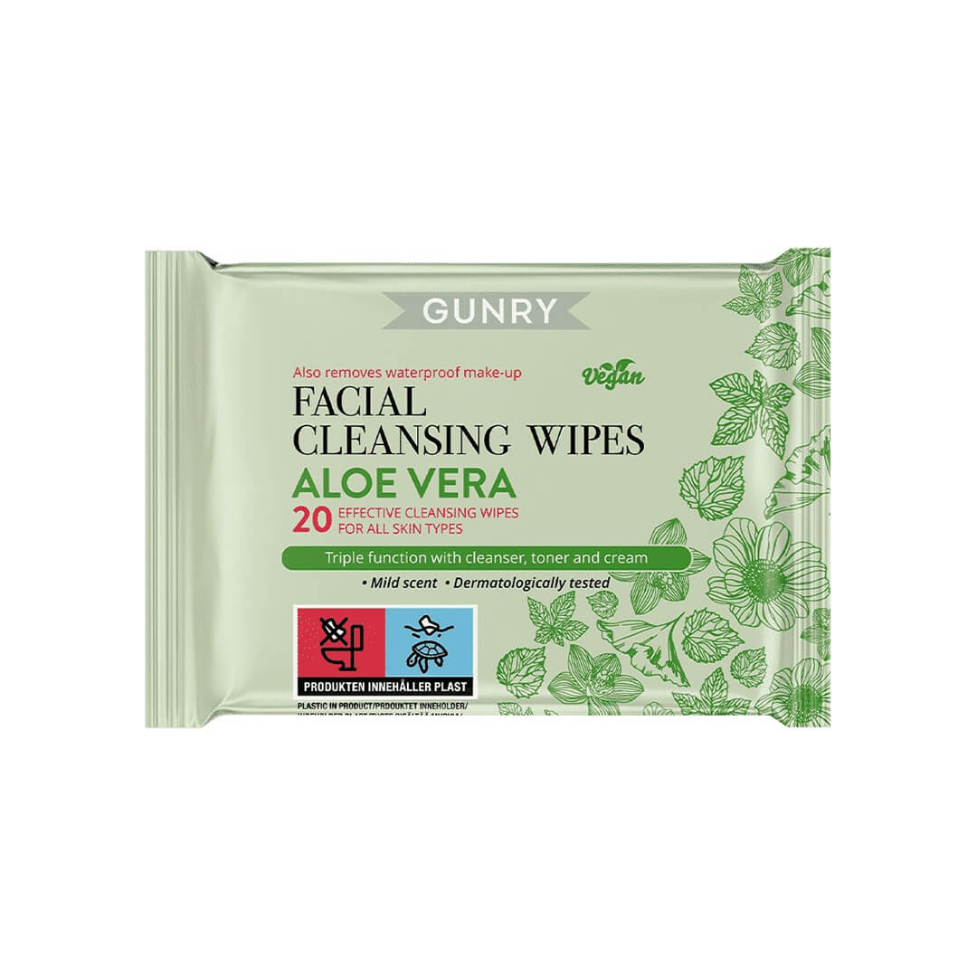 Gunry Facial Cleansing Wipes Aloe Vera 20 pcs