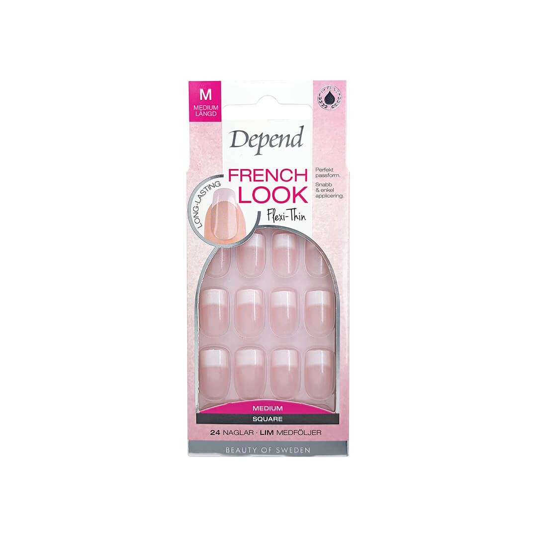 Depend French Look Lösnaglar Square Medium Rosa Skimmer