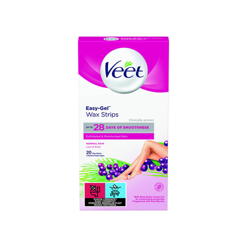 Veet Easy Gel Wax Strips Normal Skin Legs And Body 20 pcs