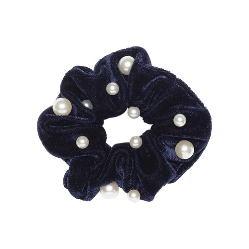 Avalea Sammetscrunchie Med Pärlor Marinblå