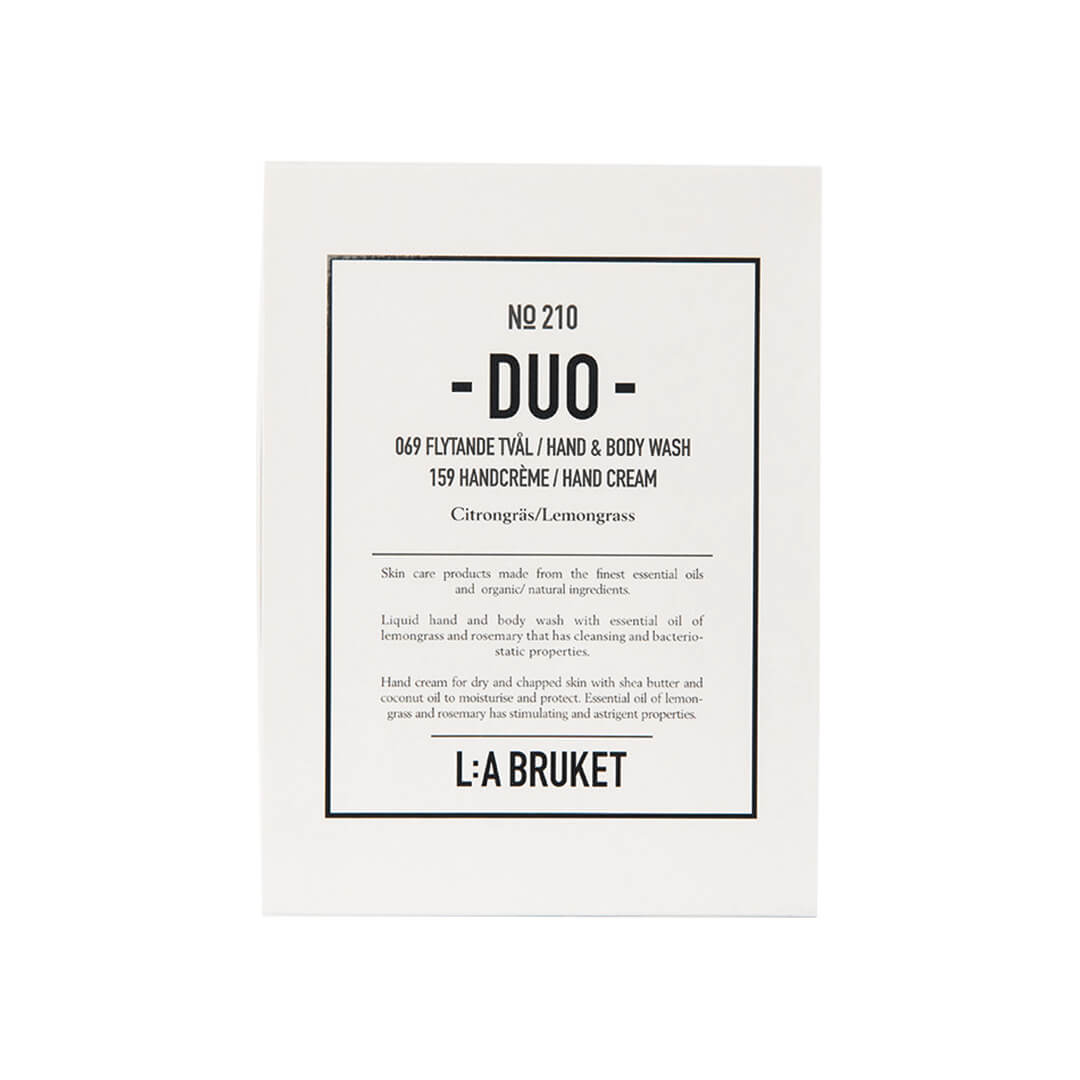 LA Bruket 210 Duo Kit Flytande Tvål Handkräm Citrongräs 190 ml