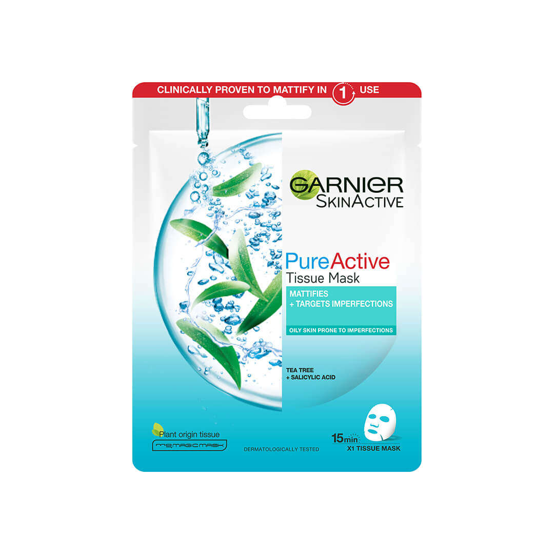Garnier Skin Active Pure Active Tissue Mask Oily Skin Prone To Imperfections 28g