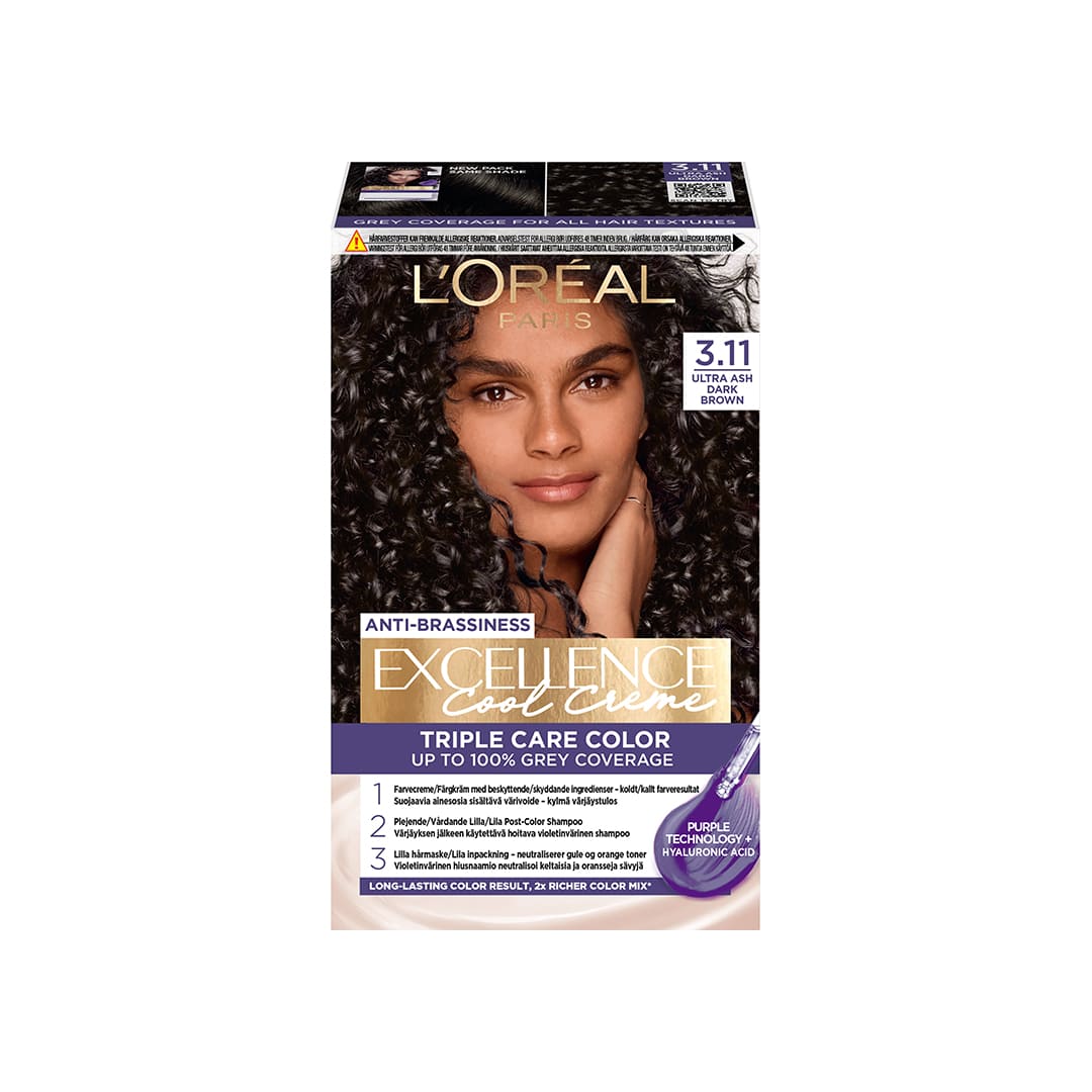 Loreal Paris Excellence Cool Creme Permanent Hair Color 3.11 Ultra Ash Dark Brow