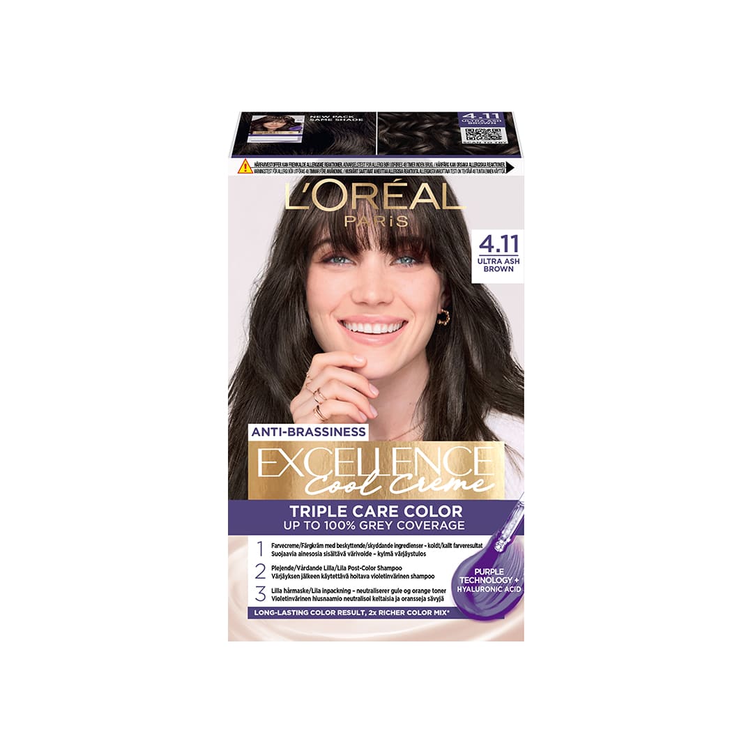 Loreal Paris Excellence Cool Creme Permanent Hair Color 4.11 Ultra Ash Brown