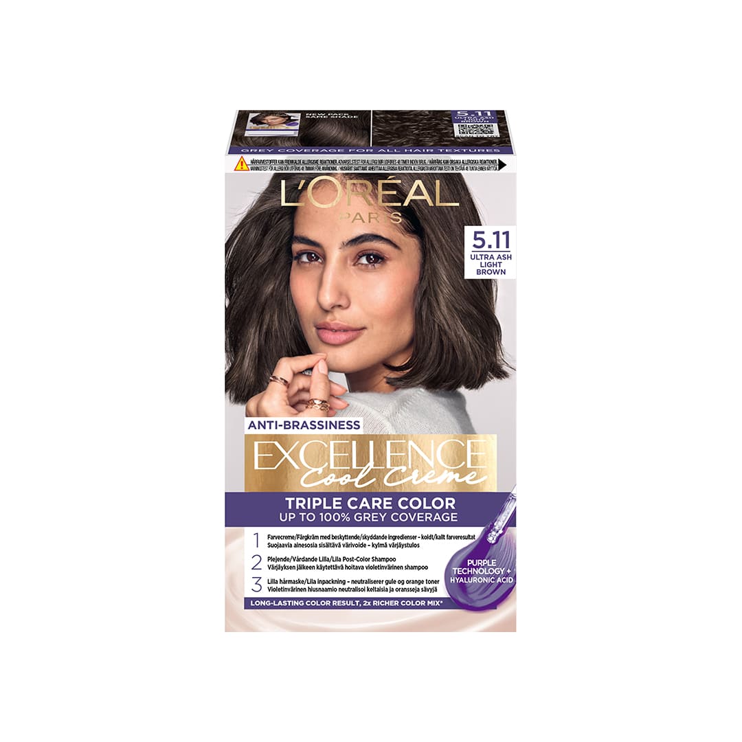 Loreal Paris Excellence Cool Creme Permanent Hair Color 5.11 Ultra Ash Light Bro