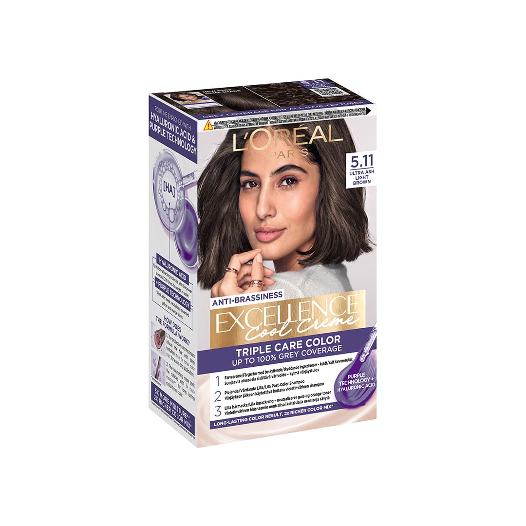 Loreal Paris Excellence Cool Creme Permanent Hair Color 5.11 Ultra Ash Light Bro