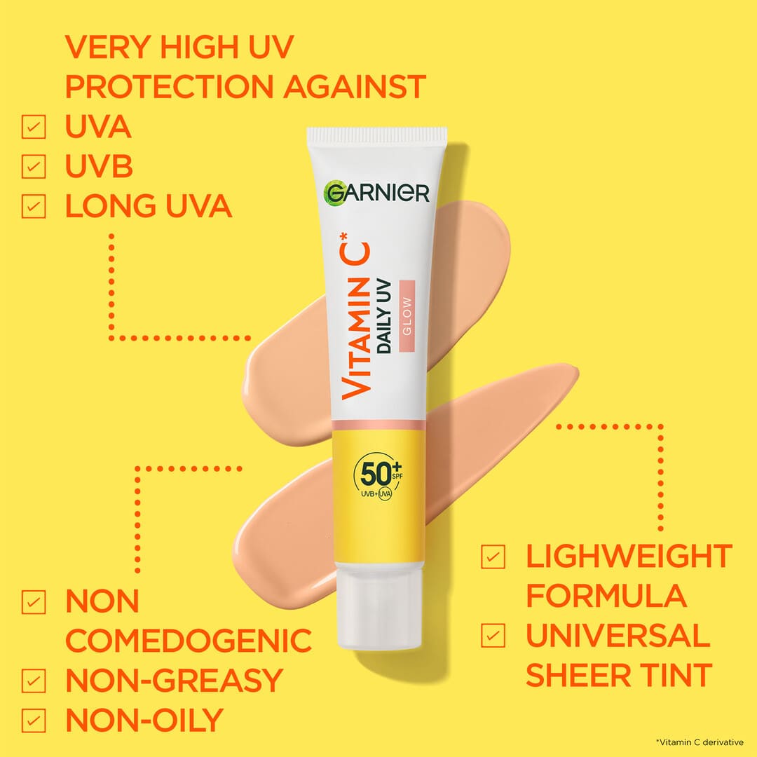 Garnier Skin Active Vitamin C Brightening Uv Daily Fluid Sheer Glow Spf50+ 40 ml