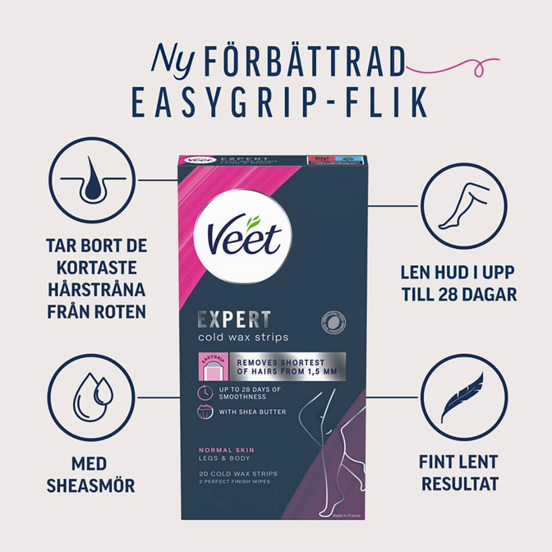 Veet Expert Cold Wax Strips Normal Skin Legs And Body 20 pcs
