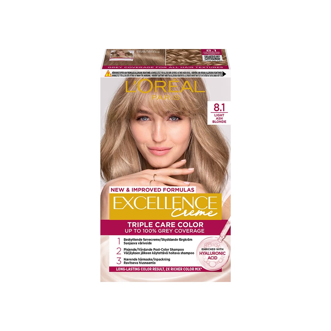 Loreal Paris Excellence Creme Permanent Hair Color 8.1 Ljus Askblond