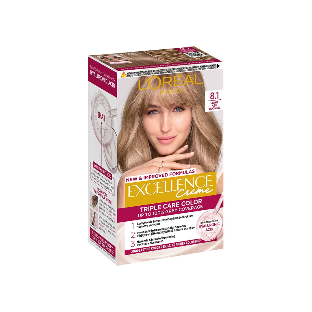 Loreal Paris Excellence Creme Permanent Hair Color 8.1 Ljus Askblond