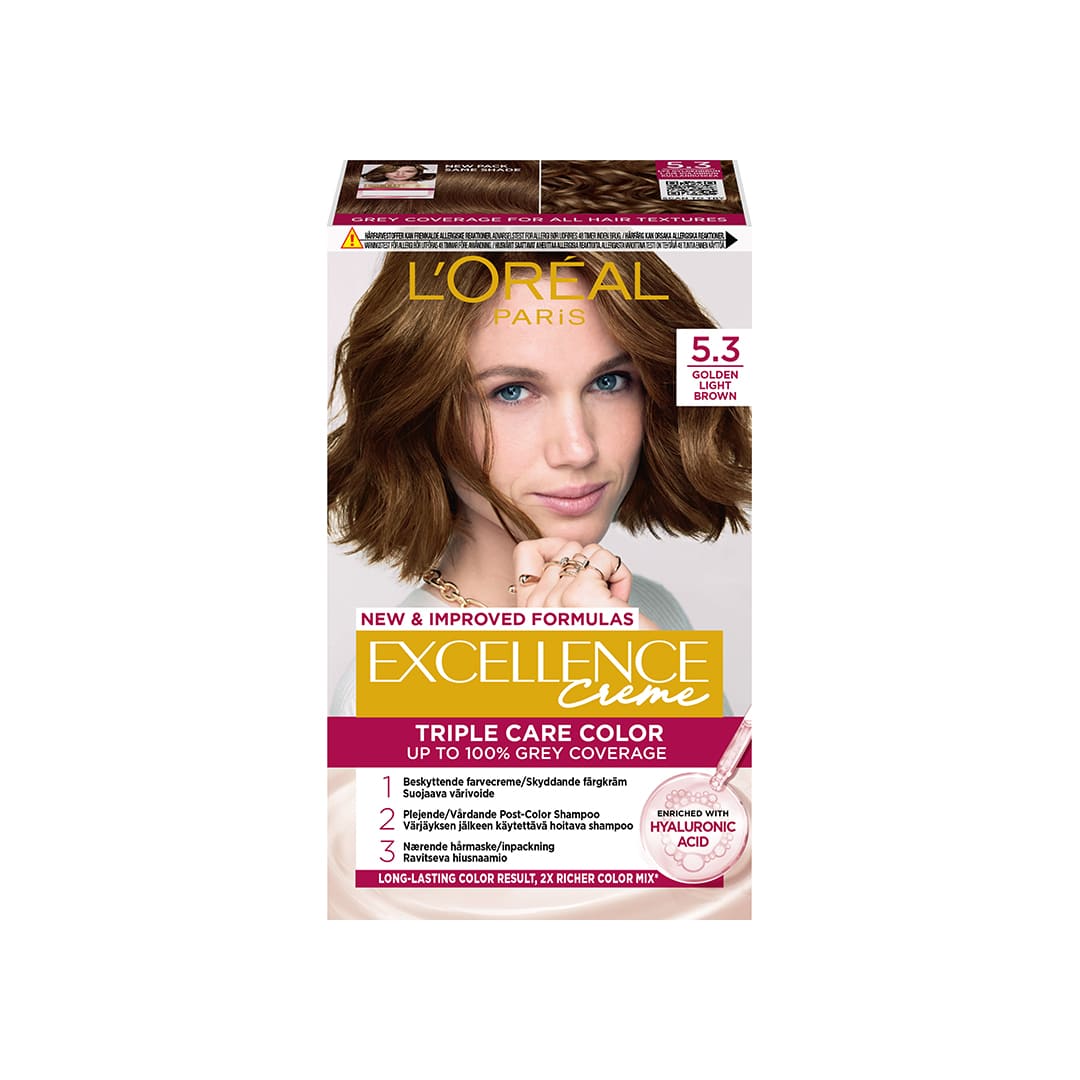 Loreal Paris Excellence Creme Permanent Hair Color 5.3 Ljus Guldbrun