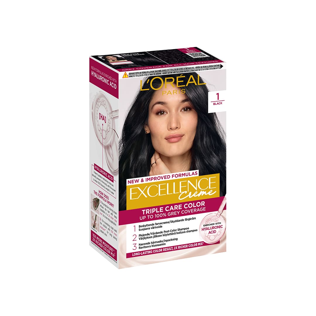 Loreal Paris Excellence Creme Permanent Hair Color 1 Svart