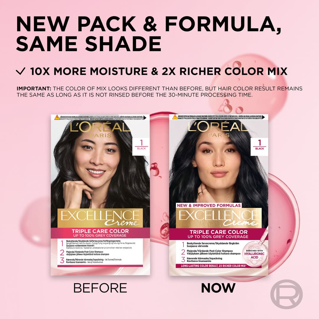 Loreal Paris Excellence Creme Permanent Hair Color 1 Svart
