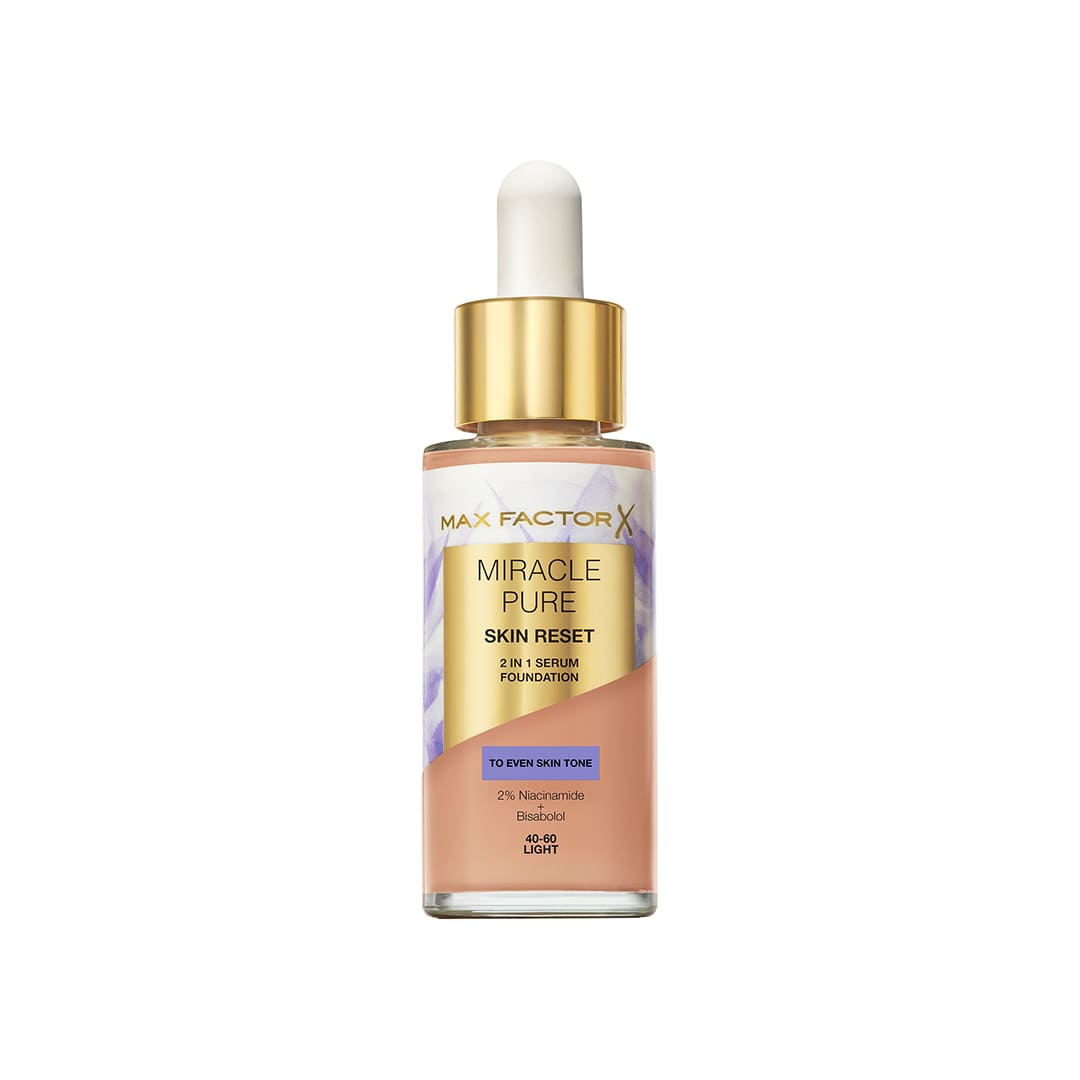 Max Factor Miracle Pure Skin Reset 2 In 1 Serum Foundation 40-60 Light 30 ml