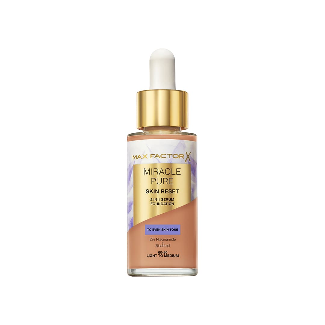 Max Factor Miracle Pure Skin Reset 2 In 1 Serum Foundation 60-80 Light To Medium