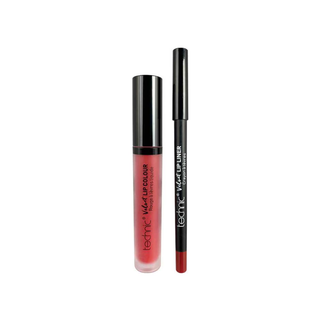 Technic Velvet Lip Kit Lip Colour And Lip Pencil Vintage Red