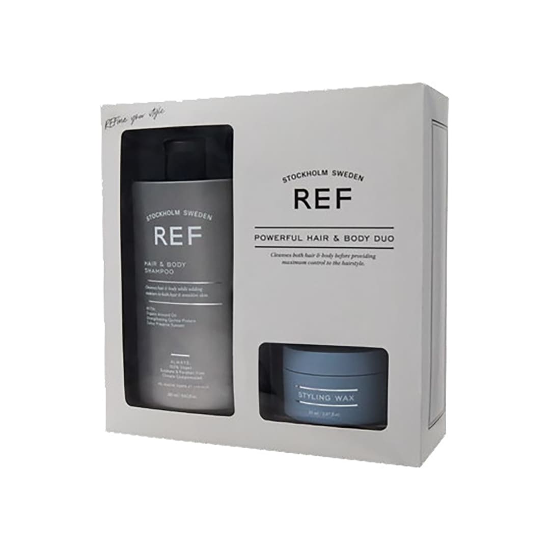 REF Hair And Body Shampoo And Styling Wax Box