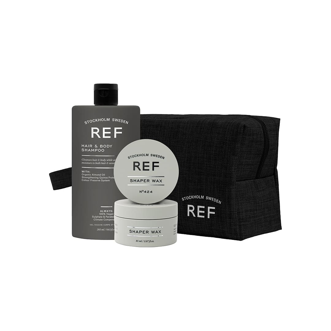 REF Hair And Body Shampoo And Shaper Wax Toilet Bag Set