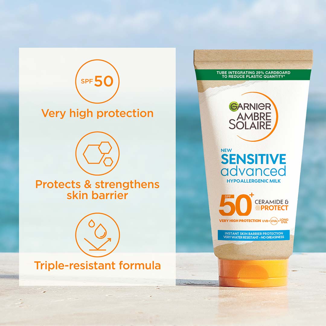 Garnier Ambre Solaire Sensitive Advanced Hypoallergenic Face & Body Sun Protection Lotion Spf50+ 175 ml
