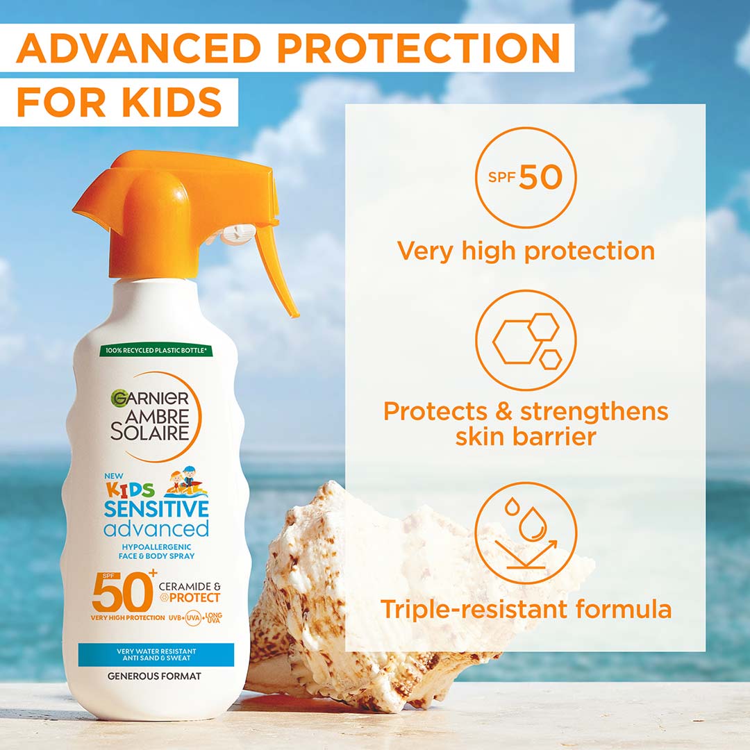 Garnier Ambre Solaire Sensitive Advanced Kids Hypoallergenic Face & Body Spray Spf50+ 270 ml