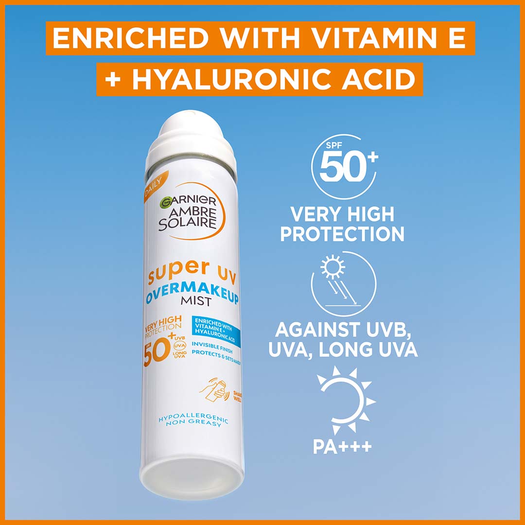 Garnier Ambre Solaire Super Uv Over Makeup Protection Mist With Hyaluronic Acid