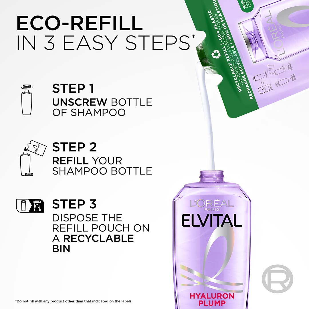 Loreal Paris Elvital Hyaluron Plump Shampoo Refill