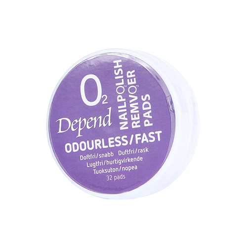 Depend O2 Nail Polish Remover Pads Doftfri Snabb Lila 32 pcs