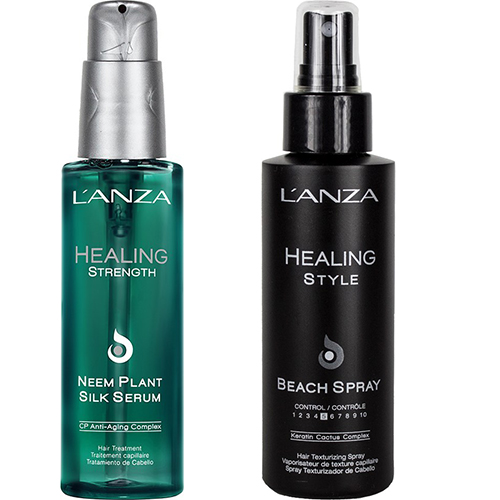 Lanza Healing Strength & Style Neem Plant Silk Serum & Beach Spray Kit